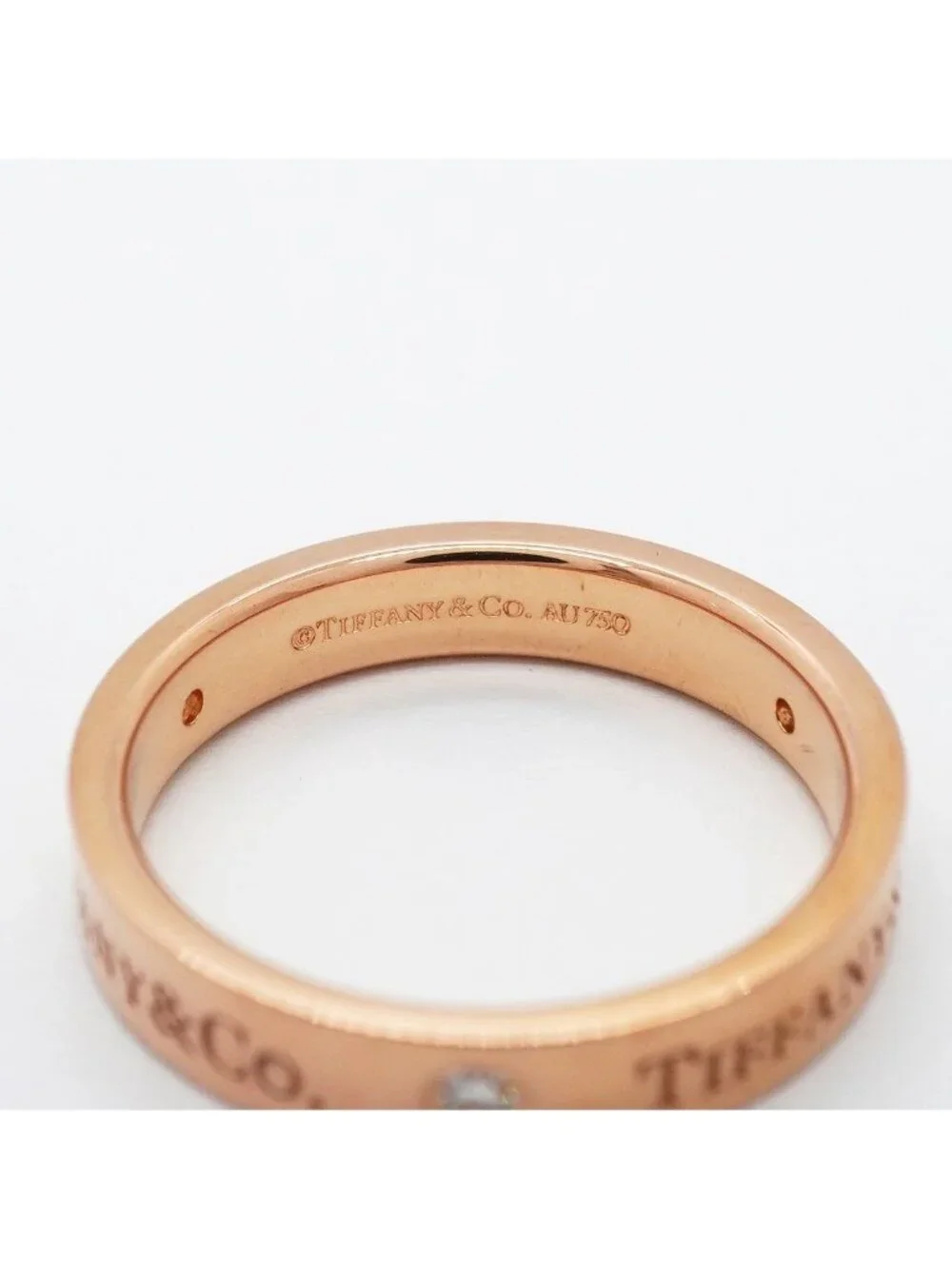 Tiffany & Co Ring Flat Band 18k Pink Gold Diamond